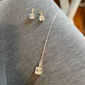White sapphire and sterling silver set